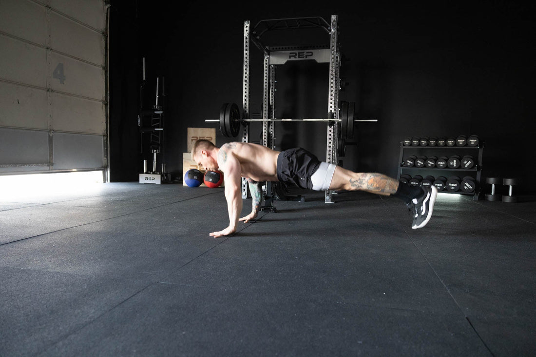 Athlete does a push-up.