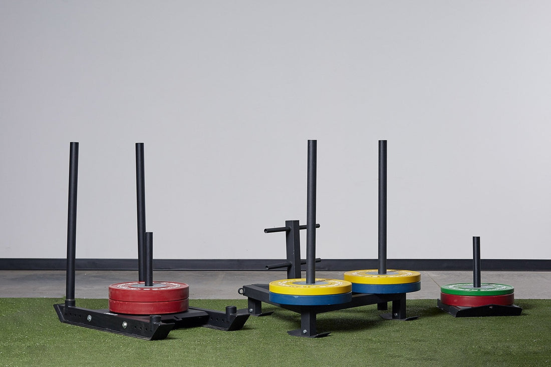 Multiple sleds from REP on turf.